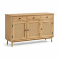 Buffet en bois naturel et rotin 3 tiroirs