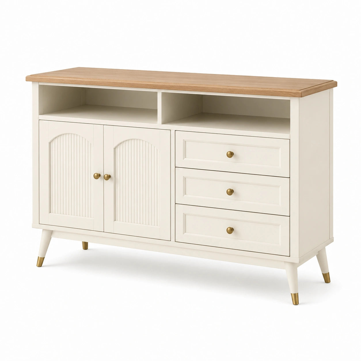 Buffet en bois de pin et MDF avec portes et tiroirs 120x40x85 cm