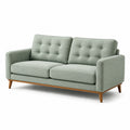 Canapé 3 places en tissu polyester vert et pieds en bois