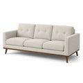 Canapé trois places en bois et tissu polyester beige
