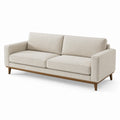 Canapé 3 places en tissu polyester beige avec pieds en bois