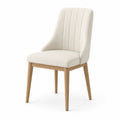 Chaise en tissu polyester beige avec pieds en chêne