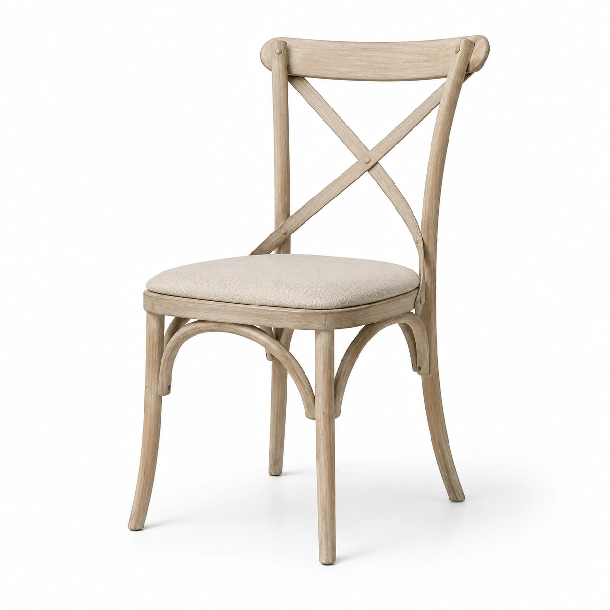 Chaise en bois de chêne avec assise rembourrée beige