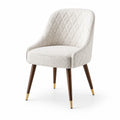 Chaise en tissu polyester beige avec pieds en bois de noyer