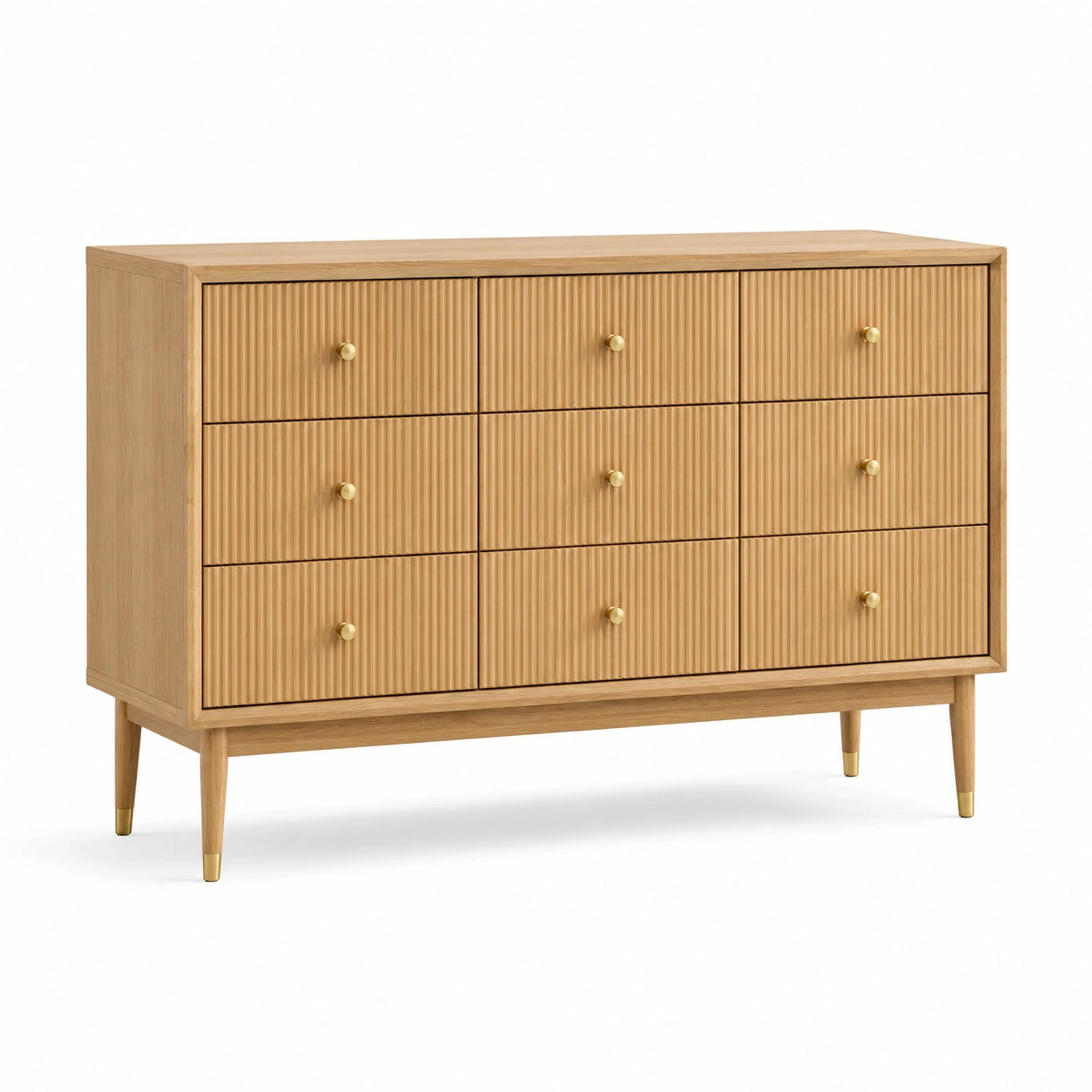 Commode en bois de chêne avec 9 tiroirs
