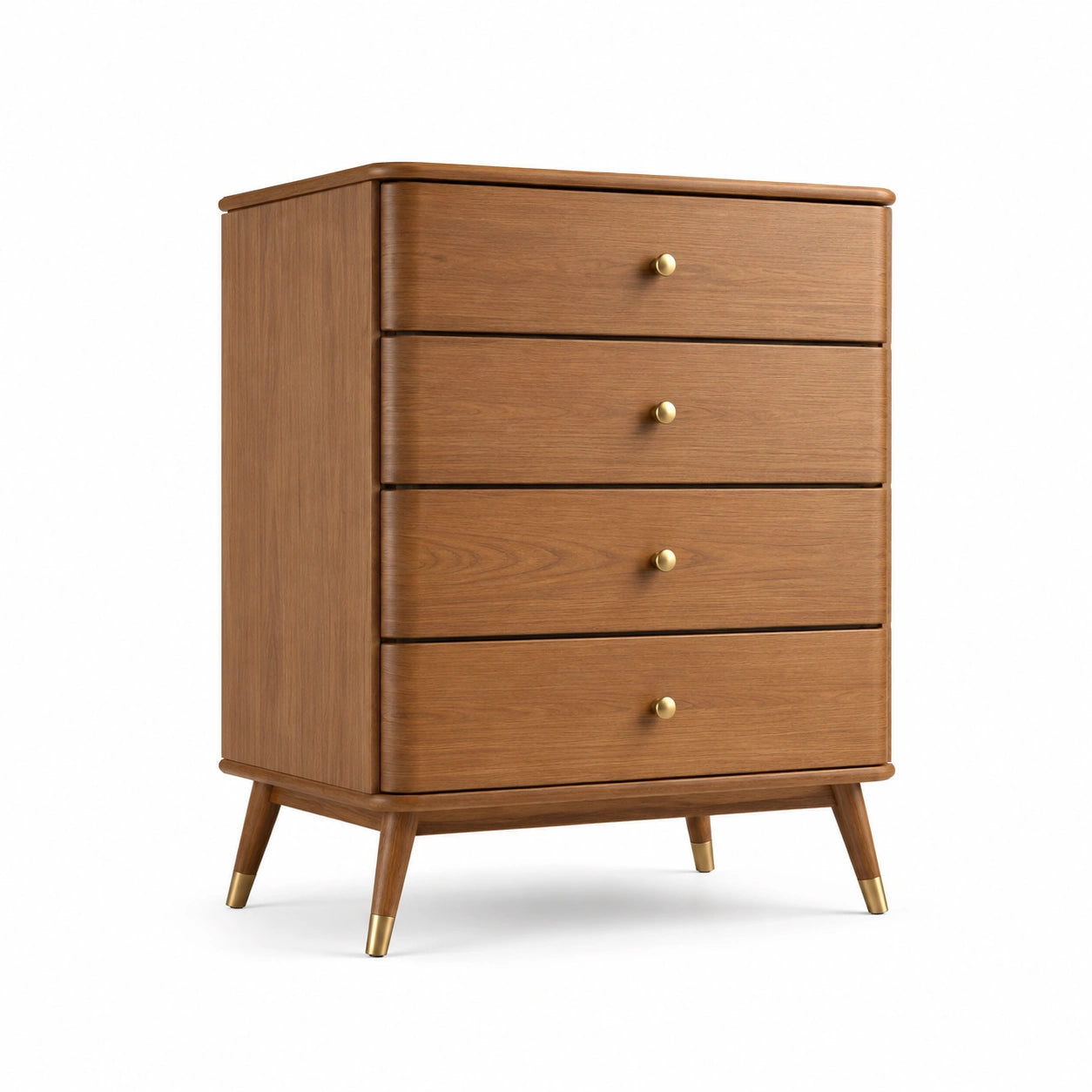 Commode en bois à 4 tiroirs avec placage de chêne
