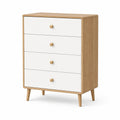 Commode en bois à 4 tiroirs blanc et chêne