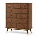 Commode en bois de noyer à 10 tiroirs avec poignées en métal