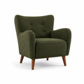 Fauteuil en tissu polyester vert olive avec pieds en bois