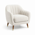 Fauteuil en tissu bouclé beige avec pieds en bois