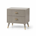 Table de chevet en MDF avec poignées métalliques et pieds gris