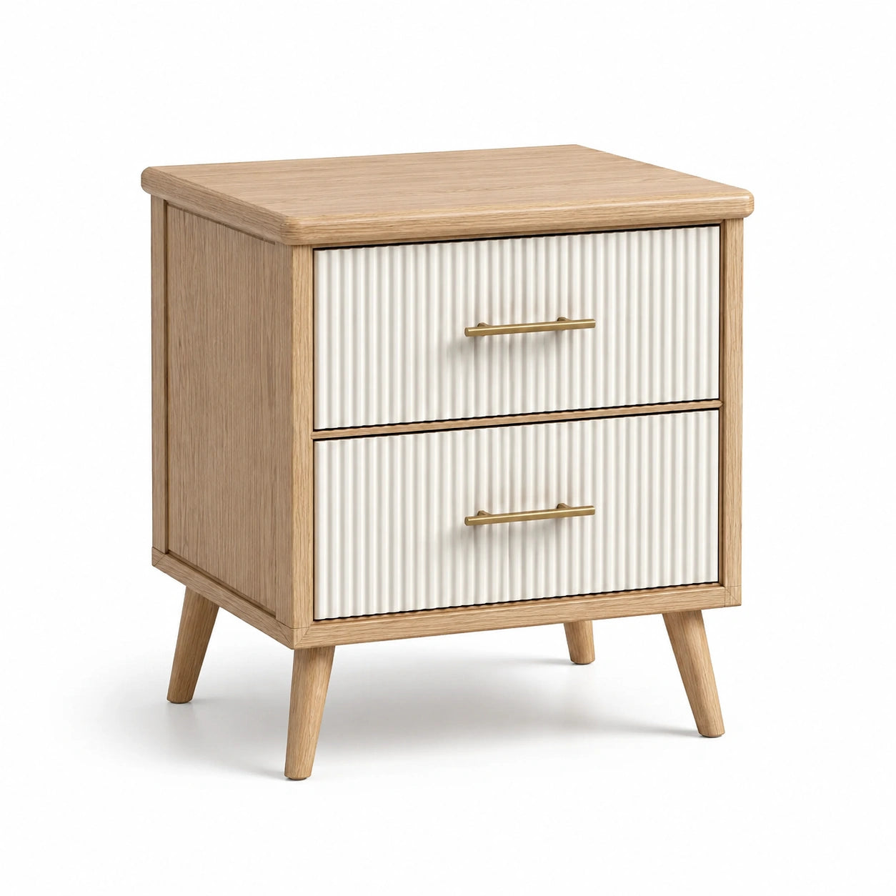 Table de chevet en bois de chêne avec tiroirs MDF