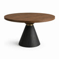 Table ronde en bois de noyer et base en métal noir 120 cm